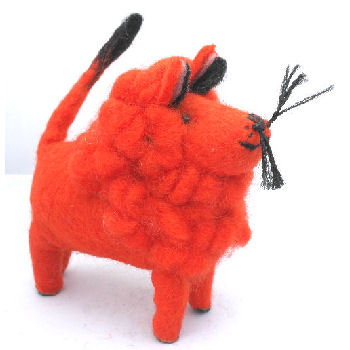 Felt Orange Lion